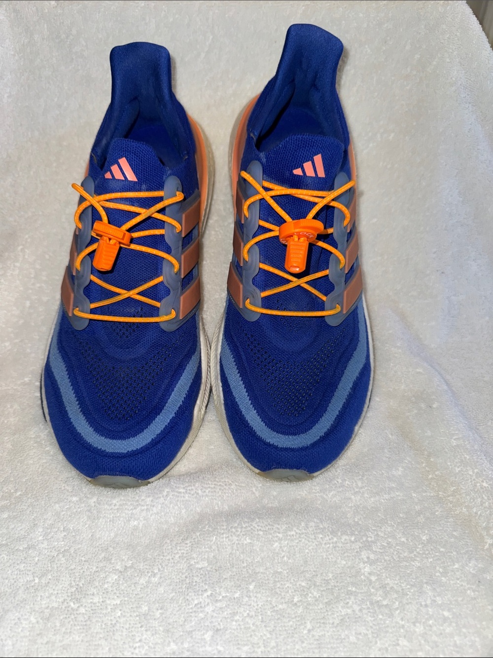 adidas Royal Blue and Orange Lace-Free Athletic Sneakers